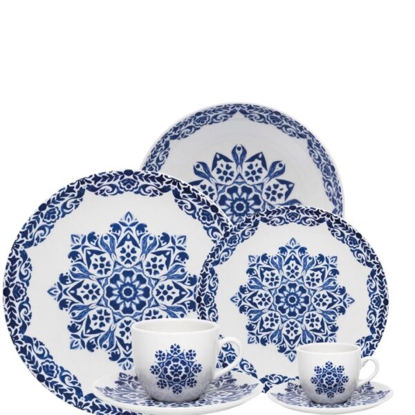 Loja Casa Canto - Aparelho de Jantar 06 pessoas - aparelho de Jantar, Chá e Café 42pç Coup Blue Indian Porcelana Oxford