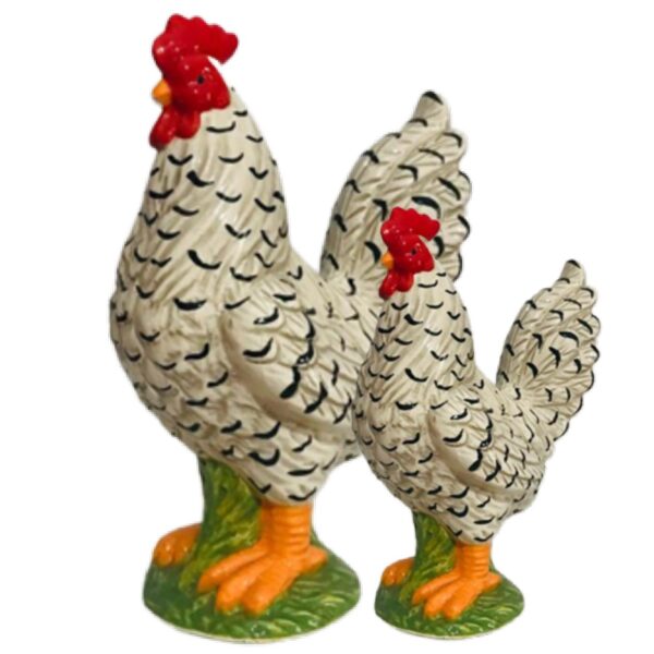 Loja Casa Canto - Enfeite Galinha de Cerâmica - Enfeite Decorativo Galinha Carijó 2un 20 16cm altura BTC