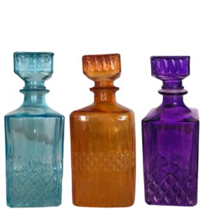 Loja Casa Canto - Jarra de Vidro - Garrafa Licoreira 3un Vidro Colorida 26x9cm Bon Gourmet