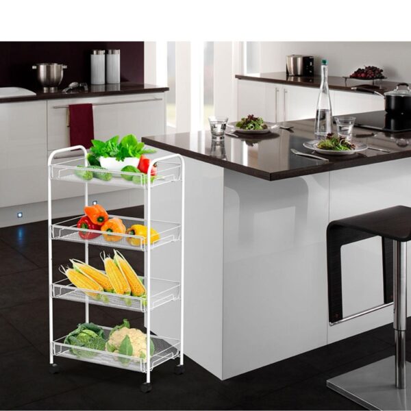 Loja Casa Canto - Carrinho Multiuso Utilitário - Carrinho com 4 Prateleiras New York em aço Branco 83x26x44cm Hudson