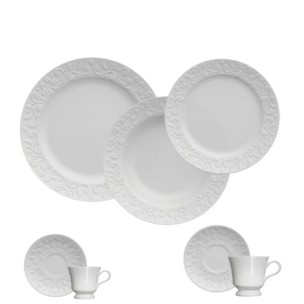 Loja Casa Canto - Aparelho de Jantar 06 pessoas - Aparelho de Jantar Chá e Café Tassel 42pç Porcelana Germer
