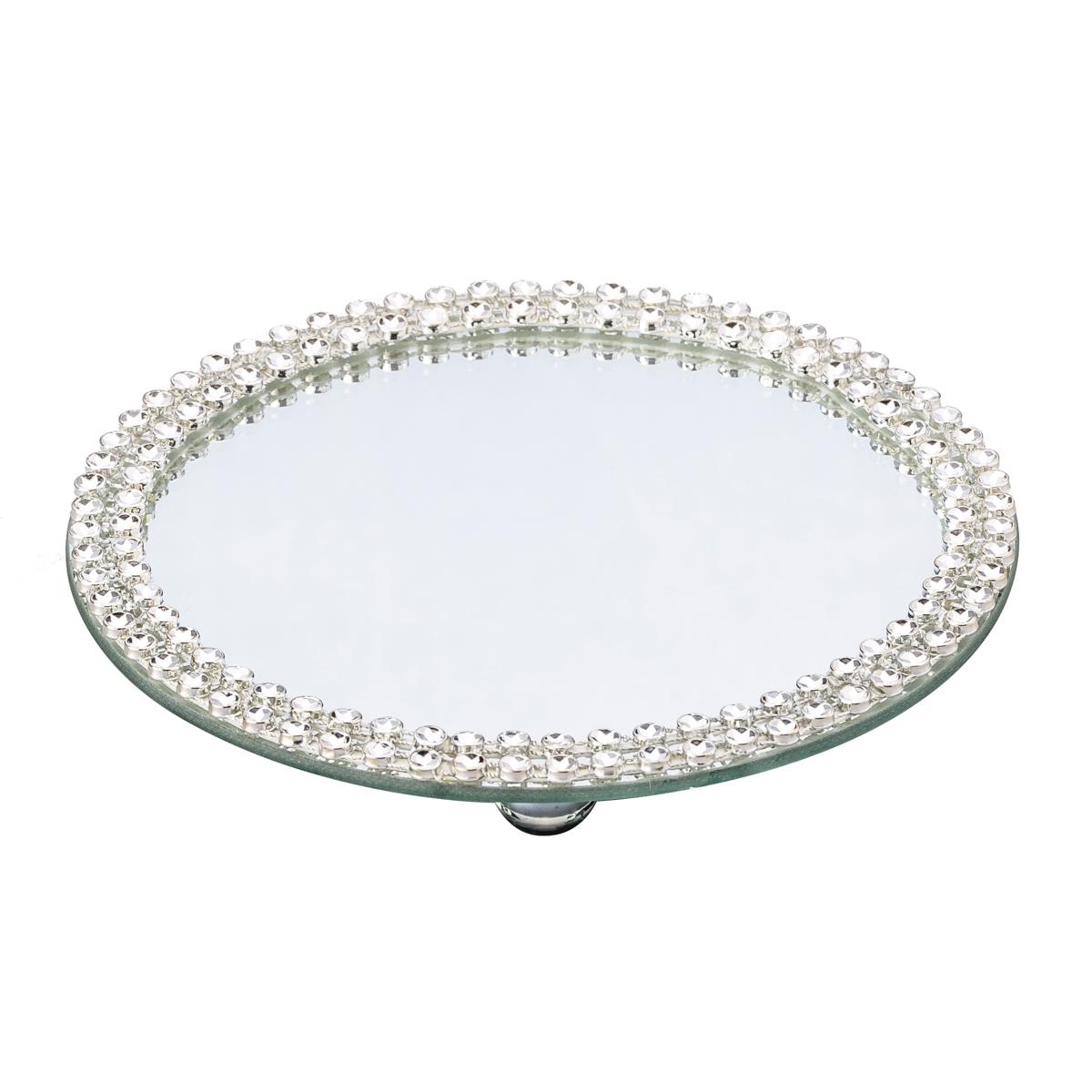 Loja Casa Canto - Bandeja de Madeira e Espelho - Bandeja Redonda Espelho 30cm Prestige Rojemac