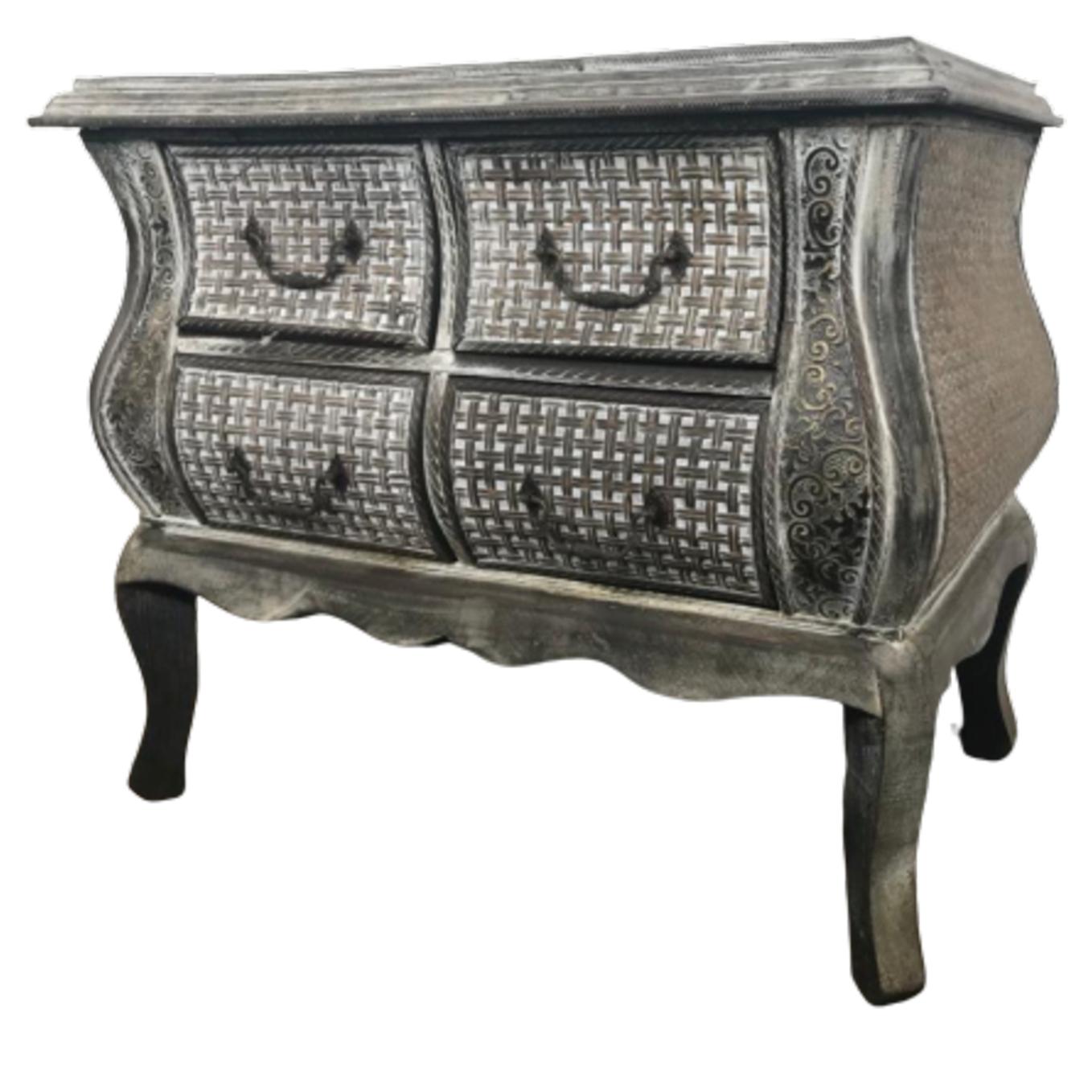 Loja Casa Canto - Cômoda Design - Comoda Madeira Rattan 4 Gavetas 72x43x62cm Xilya