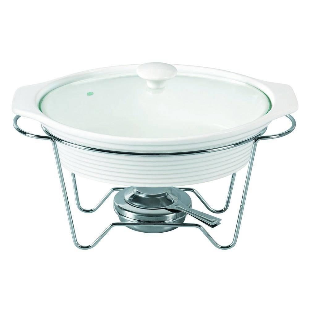 Loja Casa Canto - Rechaud Porcelana - Rechaud Refratário Oval Porcelana e Queimador Inox 3,0L Dynasty