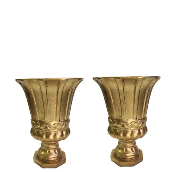 Loja Casa Canto - Vasos - Vaso Resina Dourado Pequeno com Pé 2un 13x19cm arte