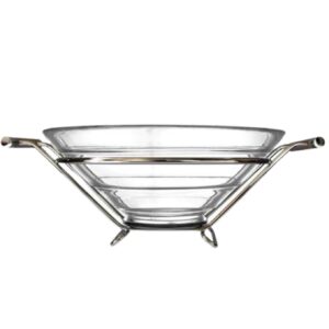 Loja Casa Canto - Saladeiras e Tigelas - Saladeira Vidro com Suporte Niquelado Satin 34x28x14cm Wolff