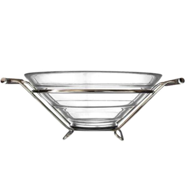 Loja Casa Canto - Saladeiras e Tigelas - Saladeira Vidro com Suporte Niquelado Satin 34x28x14cm Wolff