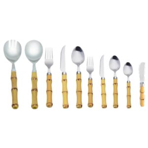 Loja Casa Canto - Faqueiro 48 peças - Faqueiro Cabo Bambu aço Inox 50pç Premium