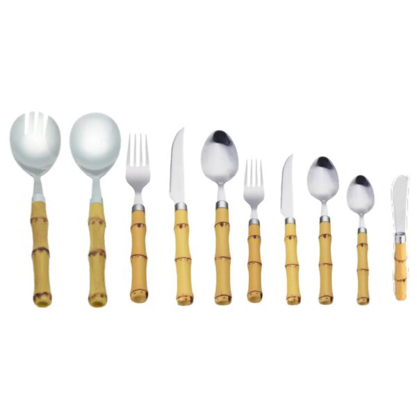Loja Casa Canto - Faqueiro 48 peças - Faqueiro Cabo Bambu aço Inox 50pç Premium