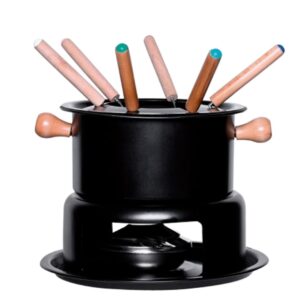 Rechaud para Fondue Base e Panelas de Aço Preto 16cm 10pç Mimo Style