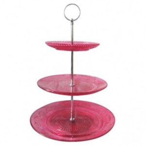 Loja Casa Canto - Prato para Bolo - Prato Suporte para Doces Vidro 3 andares Pink BTC