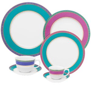 Loja Casa Canto - Aparelho de Jantar 06 pessoas - aparelho de Jantar Chá Flamingo Joia Brasileira 42pç Porcelana Oxford