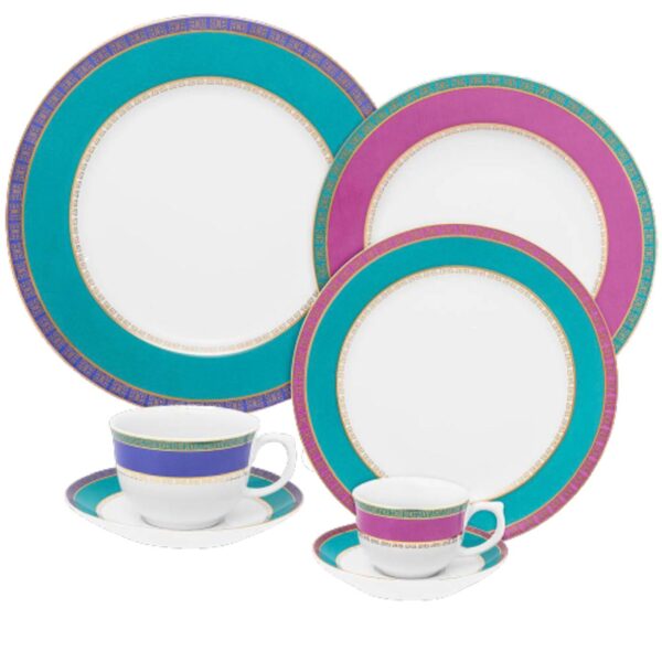 Loja Casa Canto - Aparelho de Jantar 06 pessoas - aparelho de Jantar Chá Flamingo Joia Brasileira 42pç Porcelana Oxford