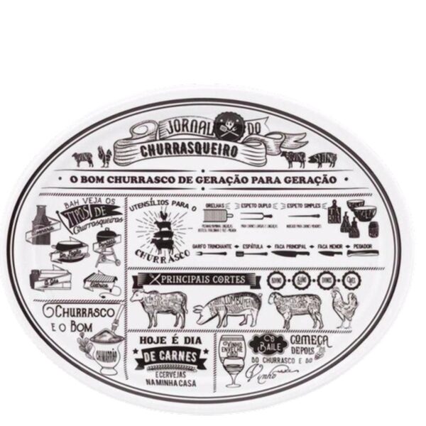 Loja Casa Canto - Jogo para Churrasco - Jogo para Churrasco Jornal do Churrasqueiro 12pç Oxford Porcelana