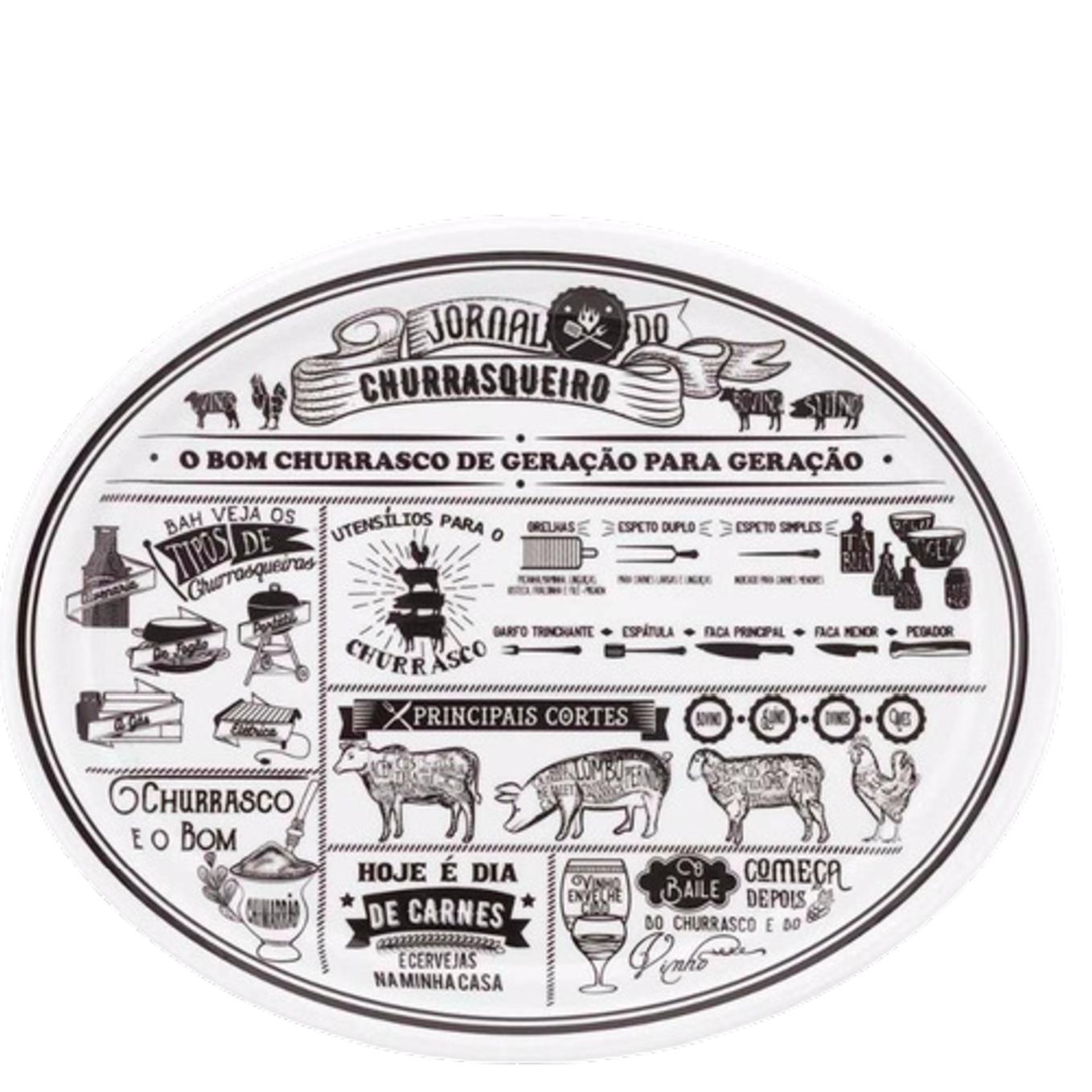 Loja Casa Canto - Jogo para Churrasco - Jogo para Churrasco Jornal do Churrasqueiro 12pç Oxford Porcelana