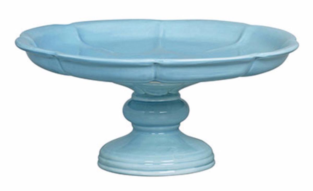 Loja Casa Canto - Prato para Bolo - Prato para Bolo Doces Lucca azul Baby 37cm Cerâmica Novo Tempo