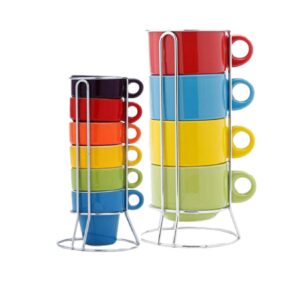 Loja Casa Canto - Xícaras de Chá e Café - Xícara para Chá e Café Porcelana Coloridas com Suporte BonGourmet