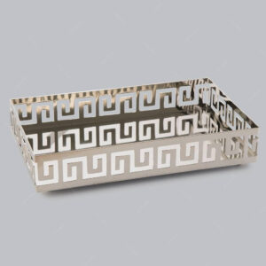 Loja Casa Canto - Bandeja de Metal e Cristais - Bandeja Metal Prata com Espelho 30x11x5cm BTC