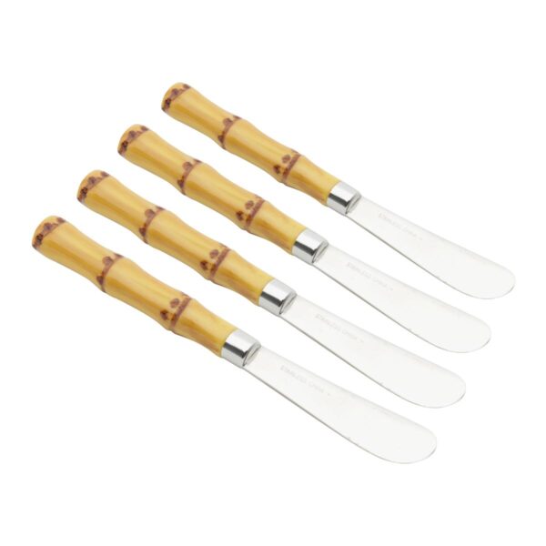 Loja Casa Canto - Talheres Avulsoss - Jogo Espátulas aço Inox com Cabo Plástico Bambu Cor Natural 4un Lyor