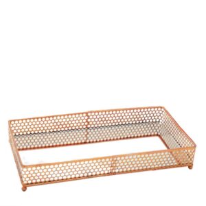 Loja Casa Canto - Bandeja de Metal e Cristais - Bandeja Metal Cobre com Espelho 34x18x6cm Casaambiente