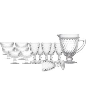 Loja Casa Canto - Jogo de Taças e Jarra - Jogo Jarra e Taças Água e Sobremesa Bico abacaxi 13peças Transparente