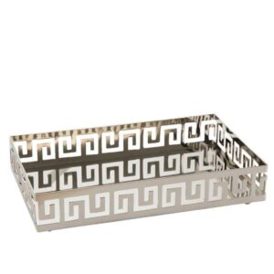 Loja Casa Canto - Bandeja de Metal e Cristais - Bandeja Elegance em aço Inox Retangular 25×12, 5cm – Lyor