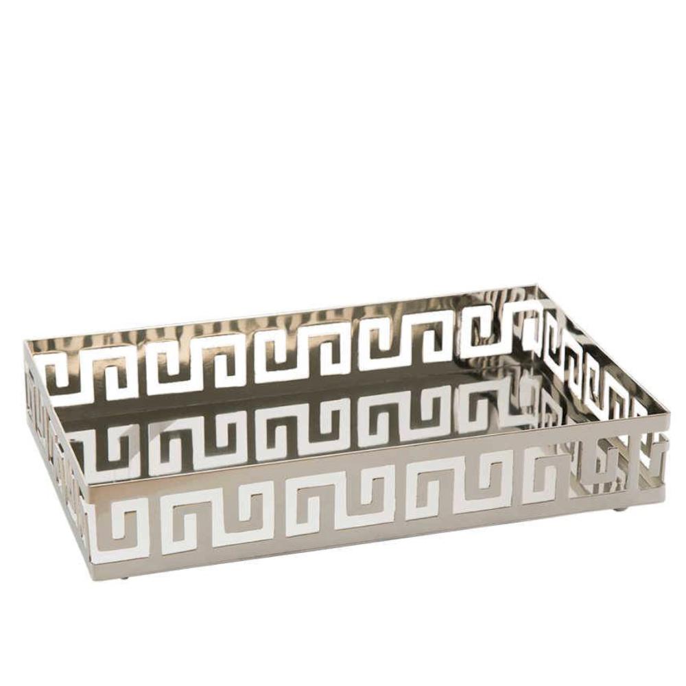 Loja Casa Canto - Bandeja de Metal e Cristais - Bandeja Elegance em aço Inox Retangular 25×12, 5cm – Lyor