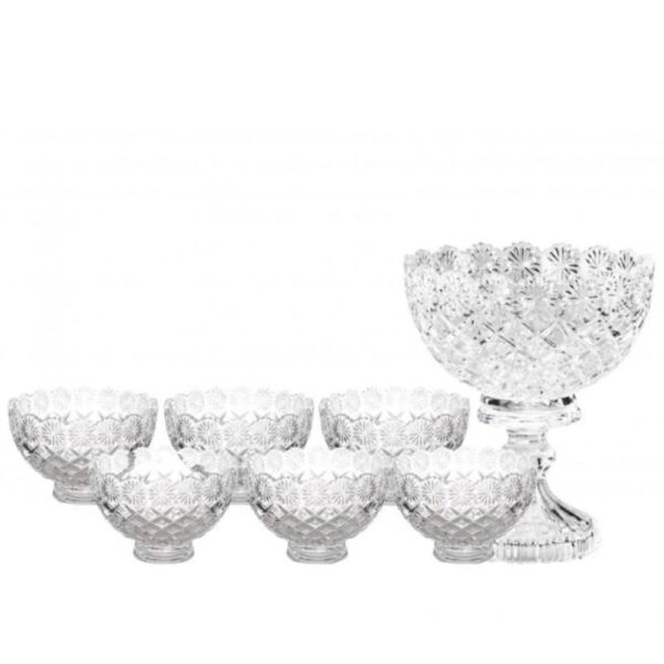 Loja Casa Canto - Saladeiras e Tigelas - Jogo Fruteira Saladeiras Cristal Diamond 7pç Lyor