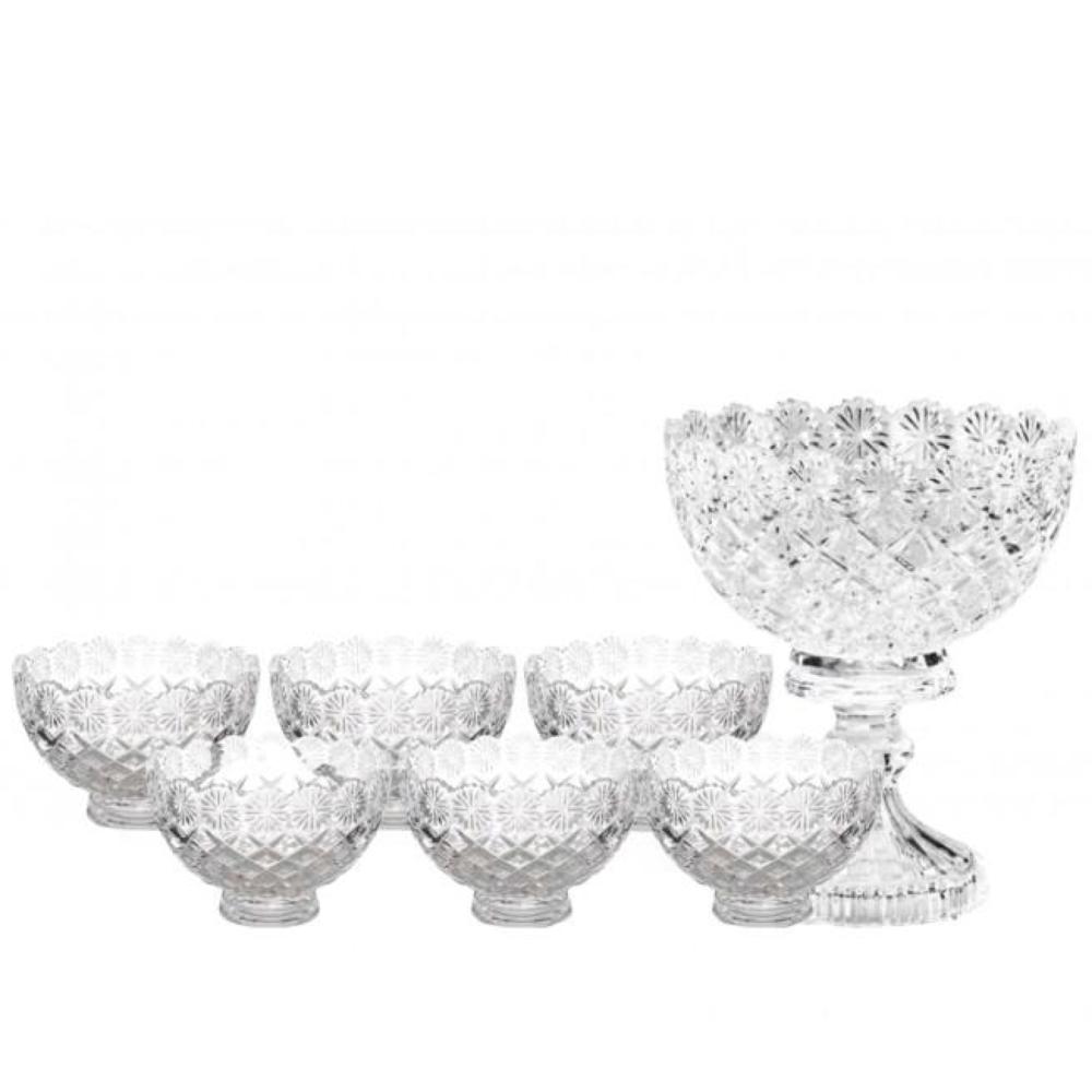Loja Casa Canto - Saladeiras e Tigelas - Jogo Fruteira Saladeiras Cristal Diamond 7pç Lyor