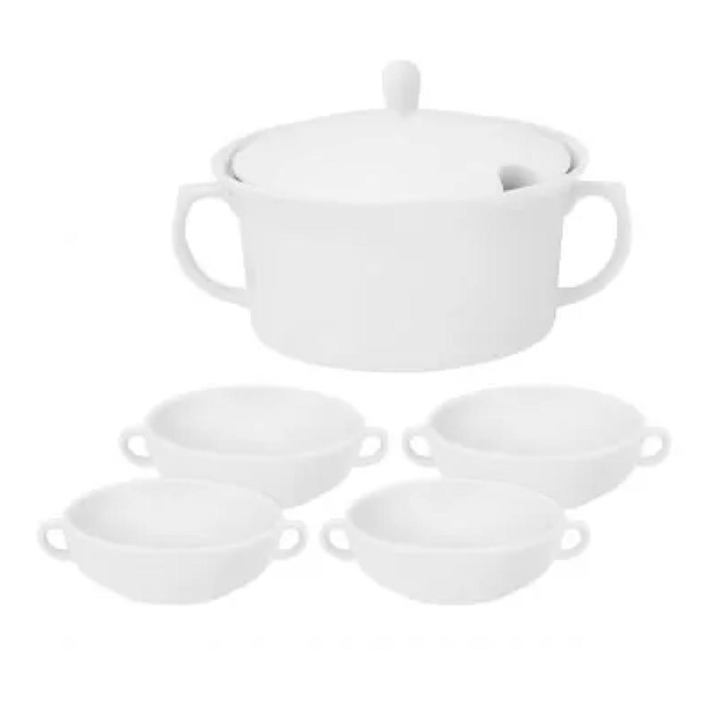 Loja Casa Canto - Sopeira e Bowls - Jogo de Sopeira e Bolws Porcelana 5 Peças Oxford