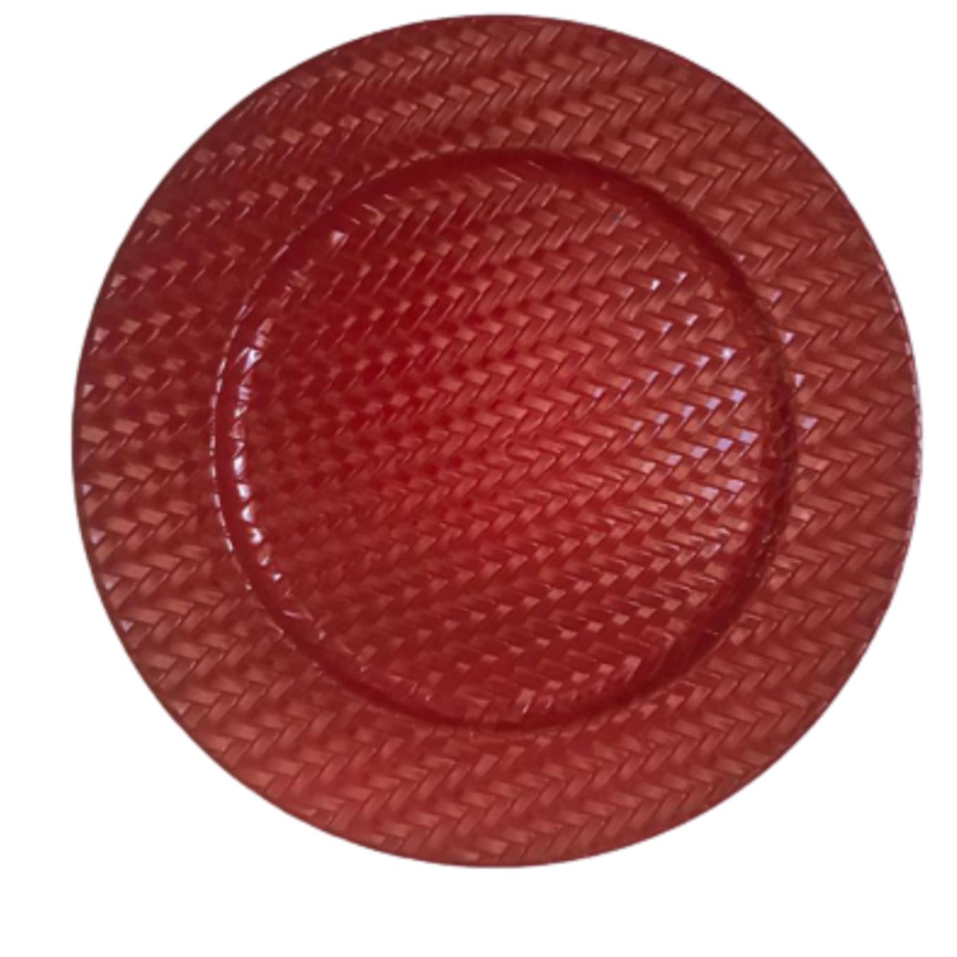 Loja Casa Canto - Sousplat - Sousplat Trançado Vermelho Polipropileno 33cm 6un Casa Design