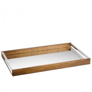 Loja Casa Canto - Bandeja de Madeira e Espelho - Bandeja Imbuia com Espelho alça 60x35x4, 5cm Woodart