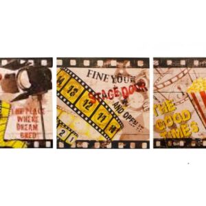Loja Casa Canto - Quadros Decorativos - Jogo 3un Tela Impressa Cinema 40x40x3cm Goods Br