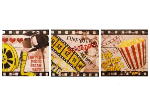 Loja Casa Canto - Quadros Decorativos - Jogo 3un Tela Impressa Cinema 40x40x3cm Goods Br