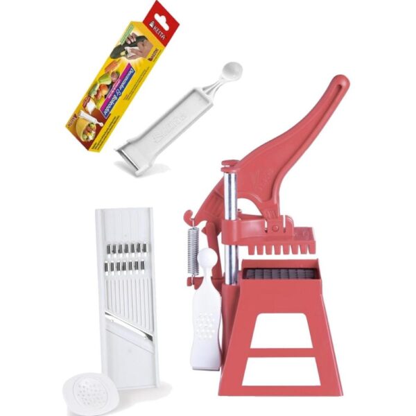 Loja Casa Canto - Fatiadores e Raladores Profissionais - Cortador Batatas, Legumes Fatiador Descascador Vermelho Chef Fantástico