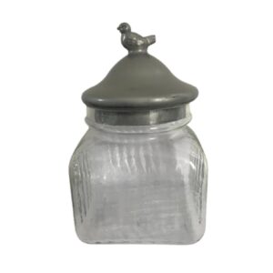 Loja Casa Canto - Potes e Baleiros - Pote Vidro 5L Canelado com Tampa Vidro Prata 15.5×26.5cm Btc