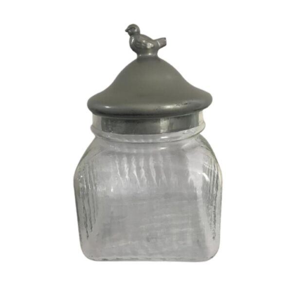 Loja Casa Canto - Potes e Baleiros - Pote Vidro 5L Canelado com Tampa Vidro Prata 15.5×26.5cm Btc