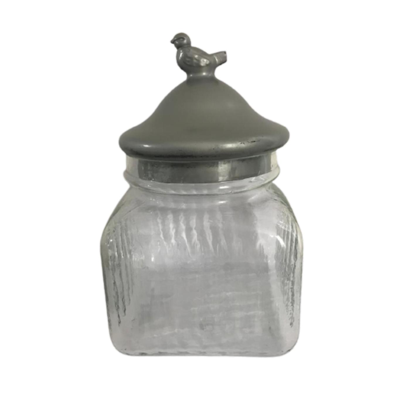 Loja Casa Canto - Potes e Baleiros - Pote Vidro 5L Canelado com Tampa Vidro Prata 15.5×26.5cm Btc
