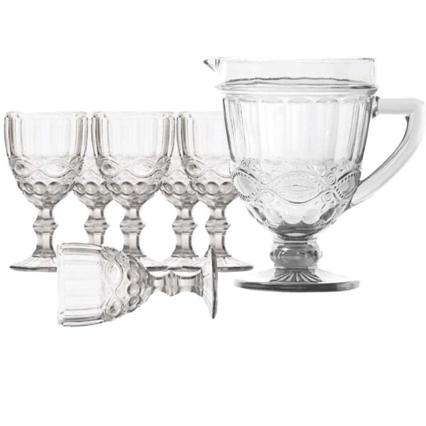 Loja Casa Canto - Jogo de Taças e Jarra - Jogo Jarra e Taças Laço 7pç Transparentes