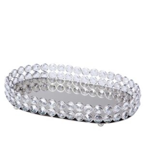 Loja Casa Canto - Bandeja de Metal e Cristais - Bandeja Oval Metal Cristais Transparentes 26x16x5cm Montarte