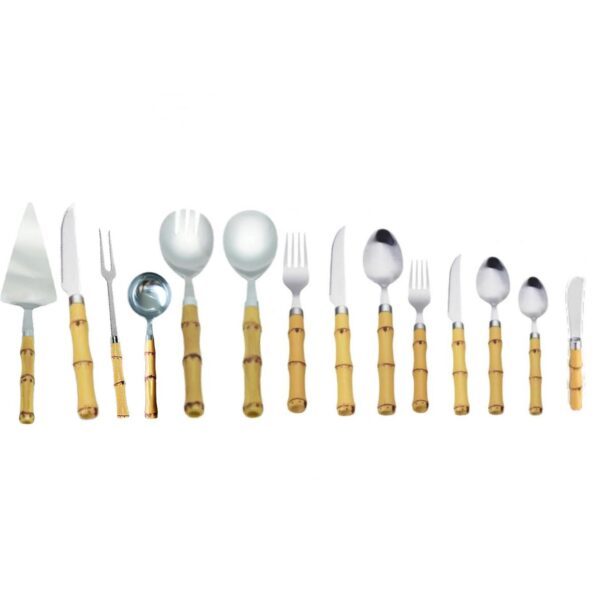 Loja Casa Canto - Faqueiro 48 peças - Faqueiro Cabo Bambu aço Inox 54pç Premium