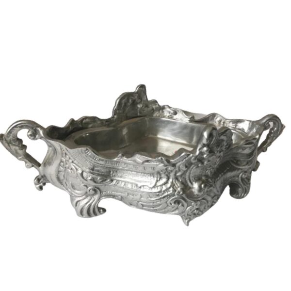 Loja Casa Canto - Centro de Mesa - Centro de Mesa aluminio Desenhado 53x27x16cm Metal Flor