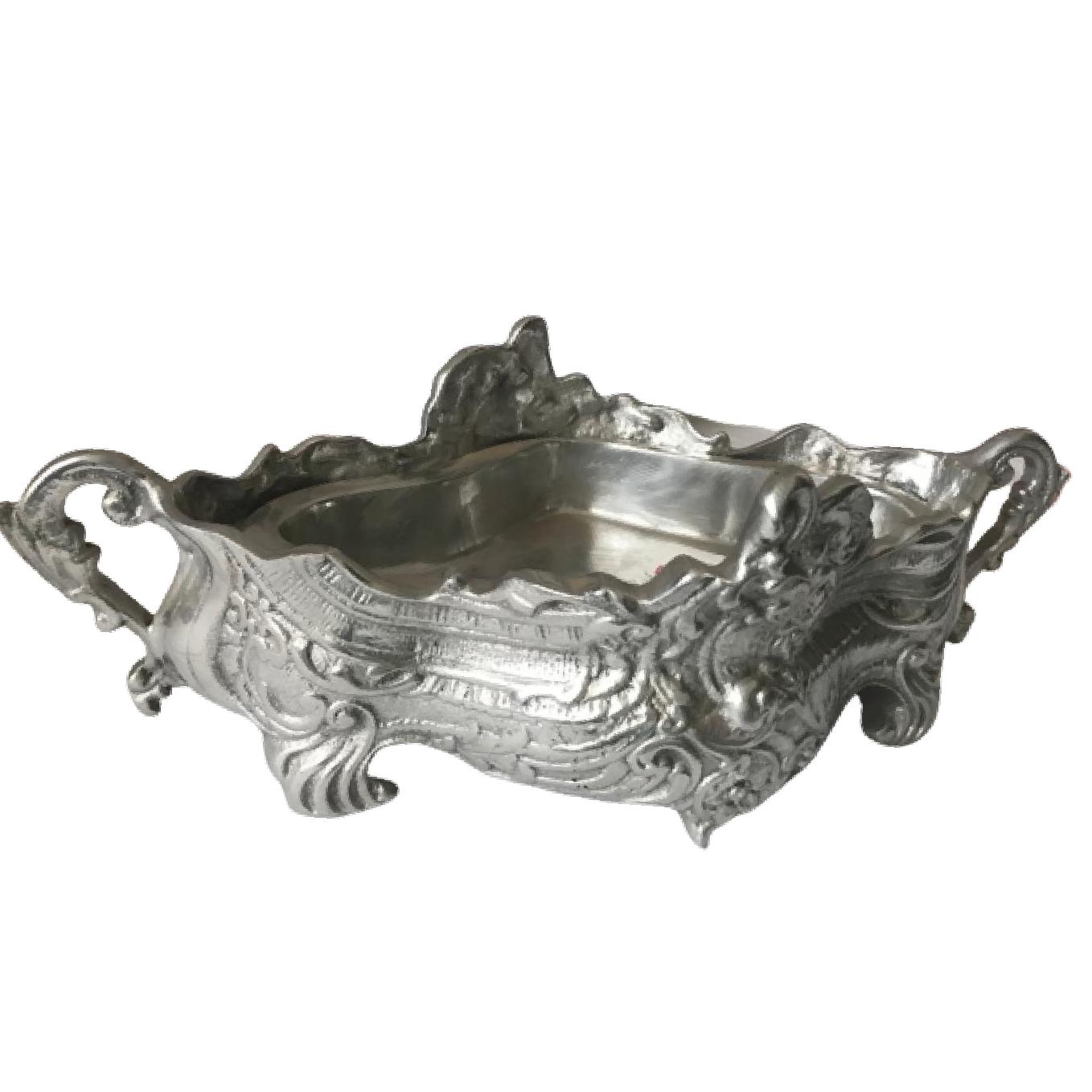 Loja Casa Canto - Centro de Mesa - Centro de Mesa aluminio Desenhado 53x27x16cm Metal Flor