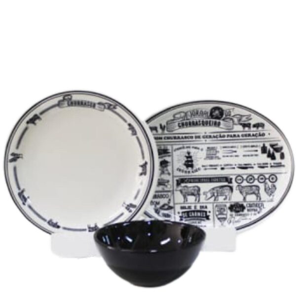 Loja Casa Canto - Jogo para Churrasco - Jogo para Churrasco Jornal do Churrasqueiro 12pç Oxford Porcelana