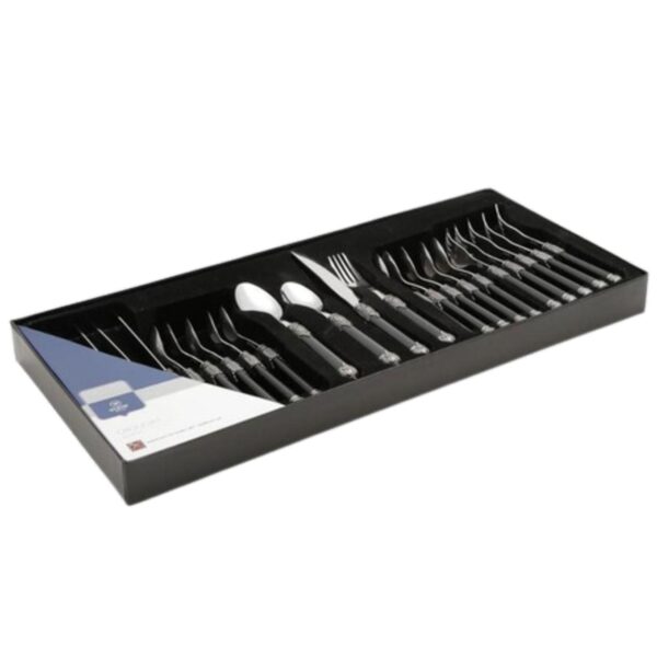 Loja Casa Canto - Faqueiro 24 peças - Faqueiro Madras Marfin Preto aço Inox 24pç Wolff