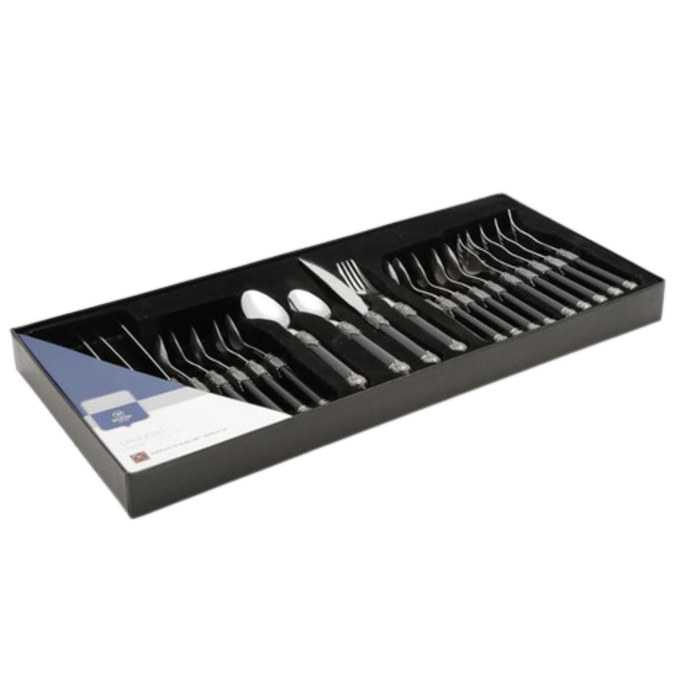 Loja Casa Canto - Faqueiro 24 peças - Faqueiro Madras Marfin Preto aço Inox 24pç Wolff