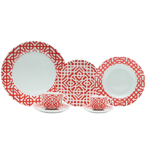 Loja Casa Canto - Aparelho de Jantar 06 pessoas - aparelho de Jantar, Chá e Café Super White Coral 42pç Lyor