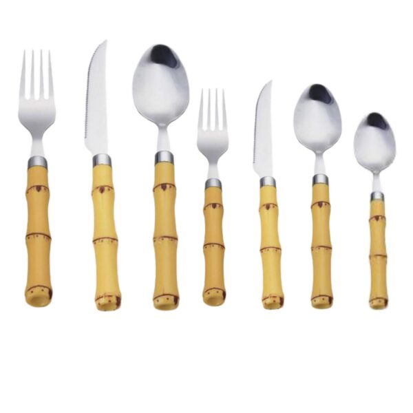 Loja Casa Canto - Faqueiro 42 peças - Faqueiro Bambu aço Inox 42pç Premium