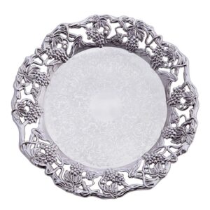 Loja Casa Canto - Bandeja de Metal e Cristais - Bandeja Redonda em SilverPlate com Pé diametro 25cm Dm Brasil