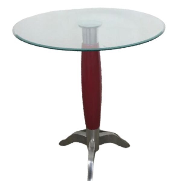 Loja Casa Canto - Mesa - Mesa apoio Tripe Madeira Vermelha Tampo Vidro 55x70cm arte Móveis